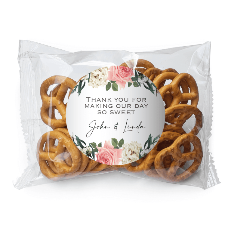 Florals On White Custom Pretzel Bag Favors