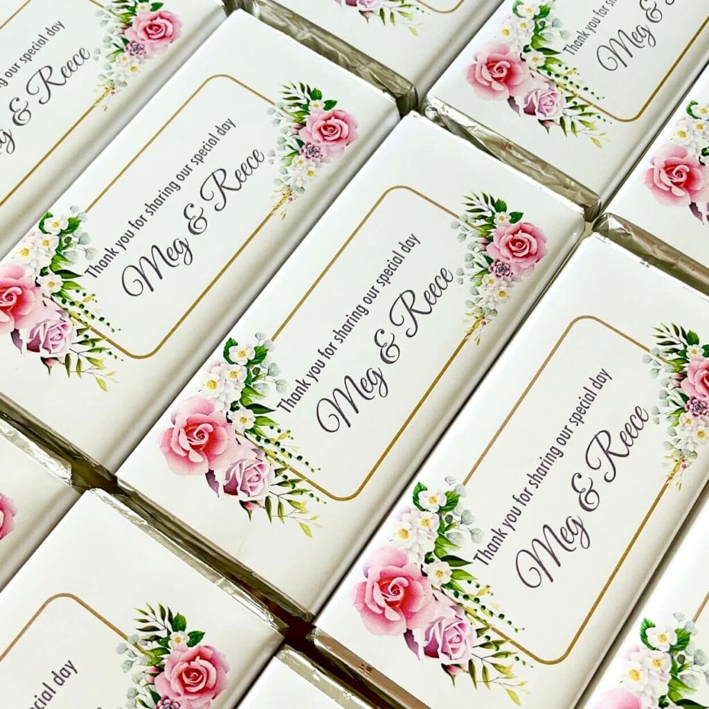 Pink & Green Boho Floral Design Chocolate Bars