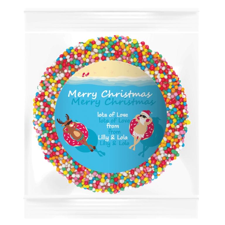 Summer Santa Personalised Giant Chocolate Freckle