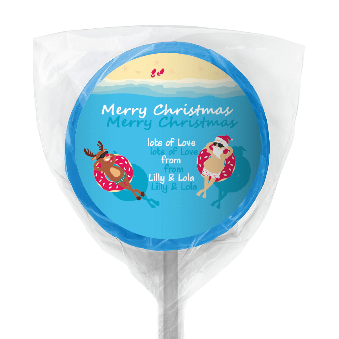 favour perfect favor donut santa lollipop blue
