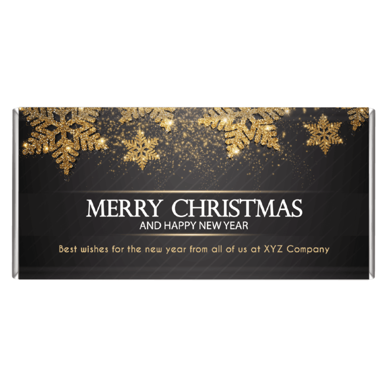 Black & Gold Christmas Snowflakes Personalised Chocolate Bars