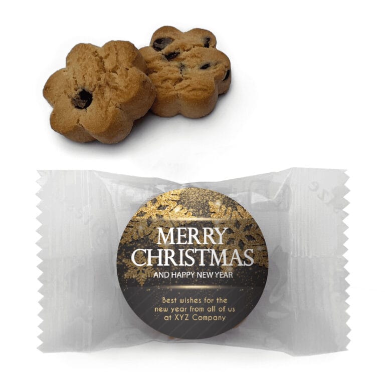 Black & Gold Christmas Snowflakes Personalised Mini Cookies