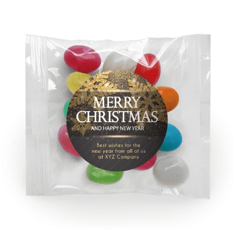 Black & Gold Christmas Snowflakes Jelly Bean Bags