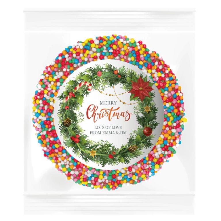Christmas Wreath Personalised Giant Chocolate Freckle
