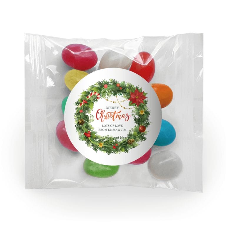 Christmas Wreath Personalised Jelly Bean Bags