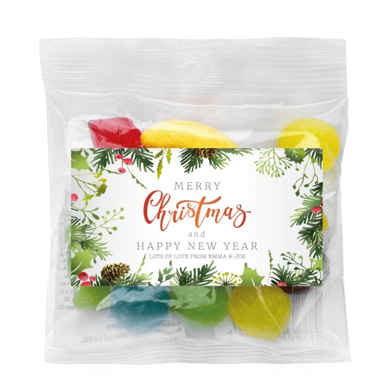 Christmas Wreath Personalised Lolly Bags