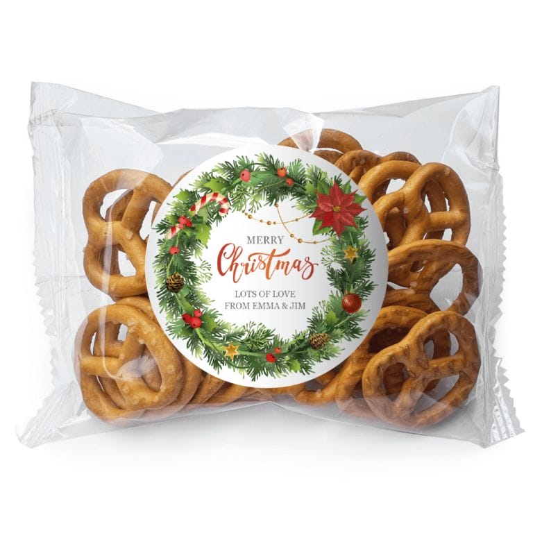 Christmas Wreath Personalised Pretzel Bags
