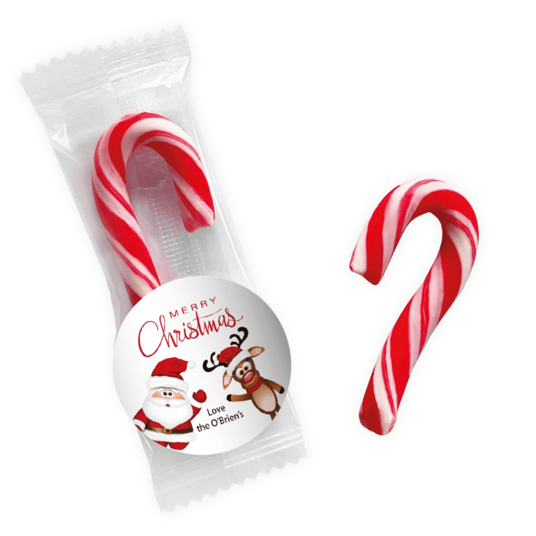 Waving Santa & Reindeer Personalised Mini Candy Canes