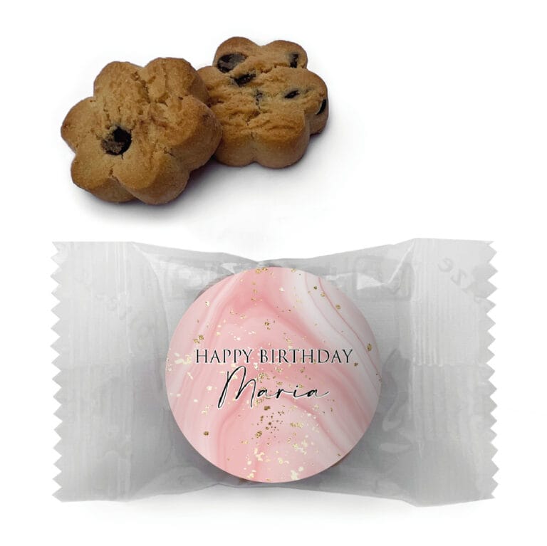 Pink & Gold Glitter Marble Personalised Mini Cookies