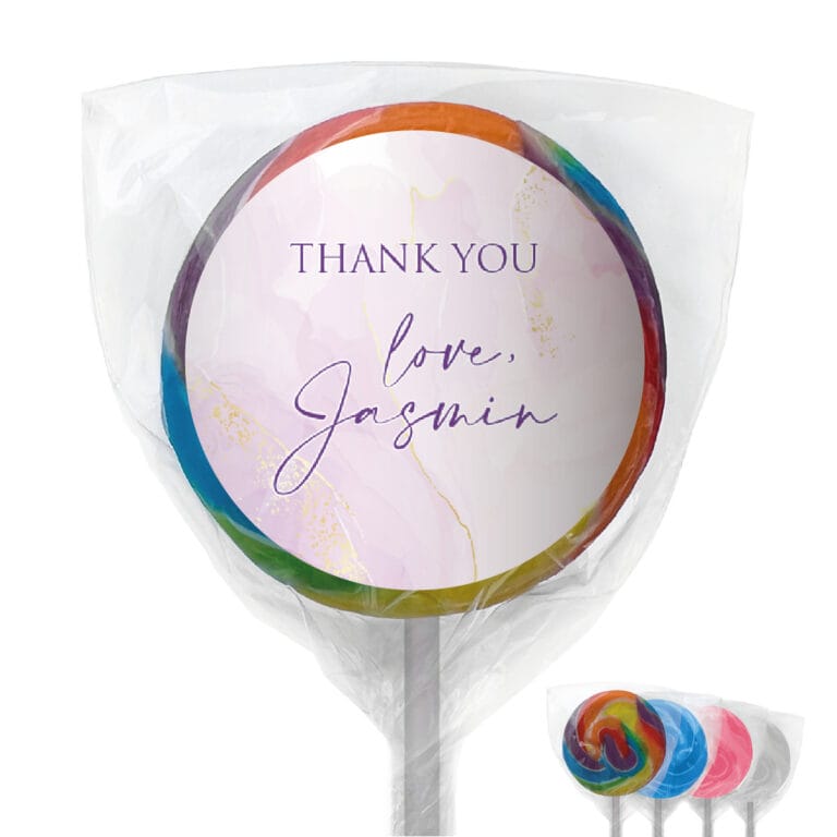 Purple & Gold Marble Personalised Lollipops
