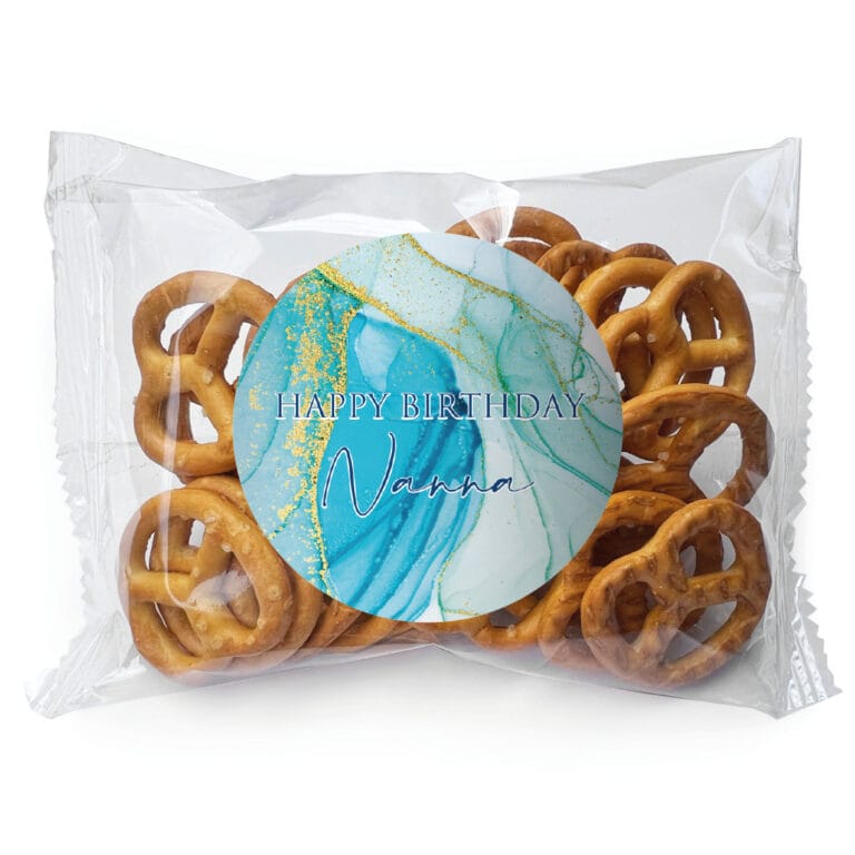 Turquoise Blue & Gold Marble Custom Pretzel Bags