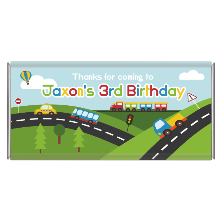 Cars, Trucks & Trains Personalised Chocolate Bars
