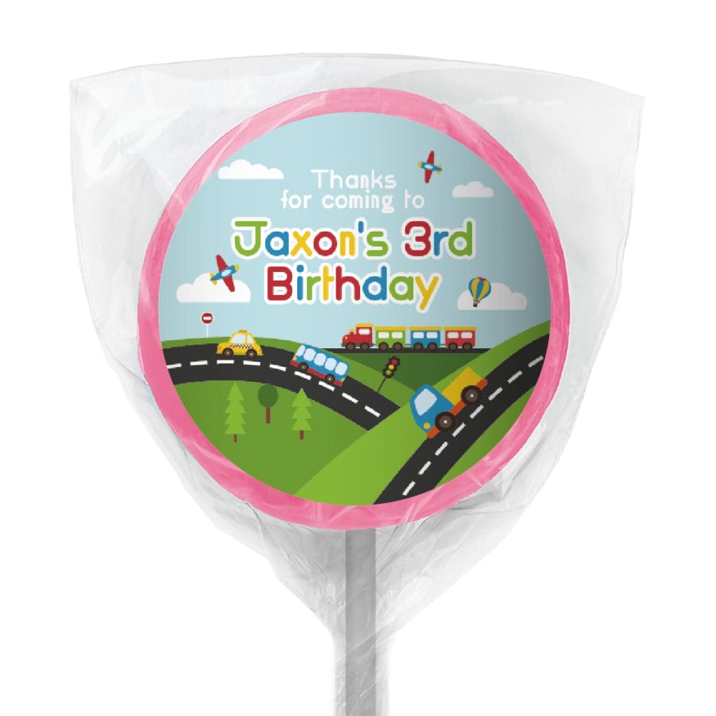 favour perfect favor cars trucks planes lollipop pink