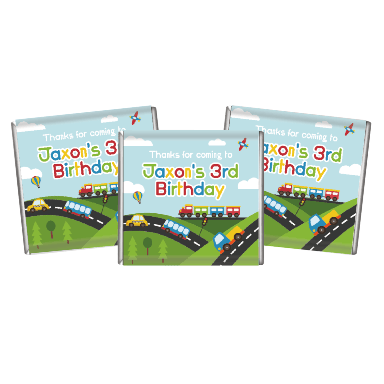 Cars, Trucks & Trains Petite Personalised Chocolates