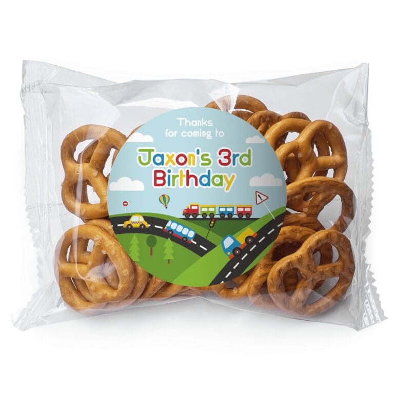 Cars, Trucks & Trains Personalised Pretzel Bags