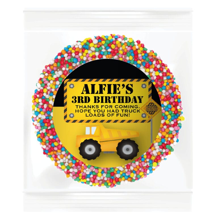 Construction Party Personalised Giant Chocolate Freckle