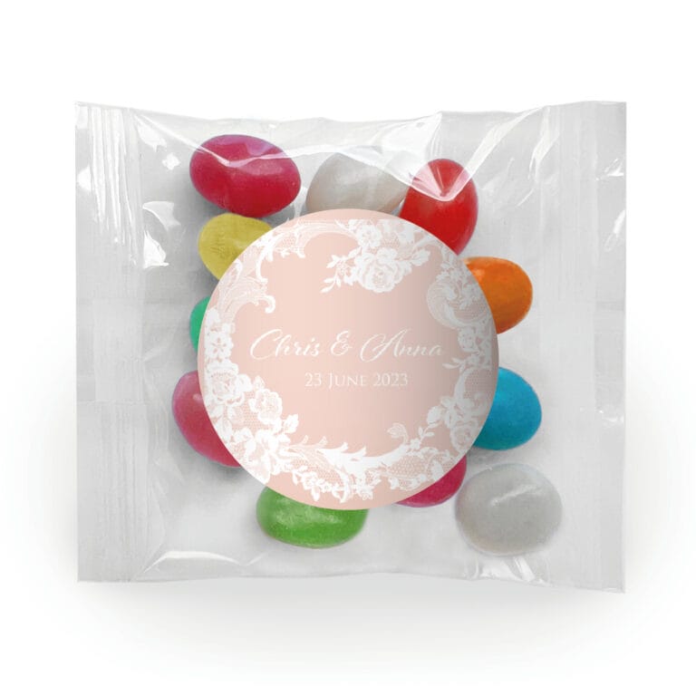Pink & White Lace Custom Jelly Bean Bags