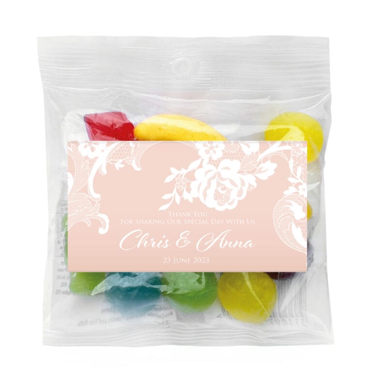 Pink & White Lace Personalised Lolly Bags