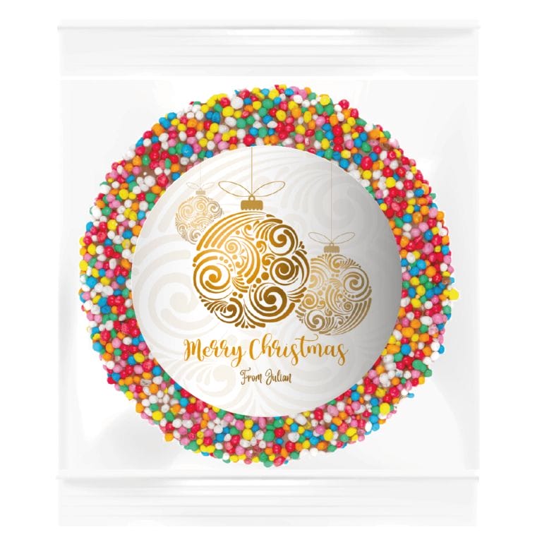 White & Gold Christmas Baubles Personalised Giant Freckle