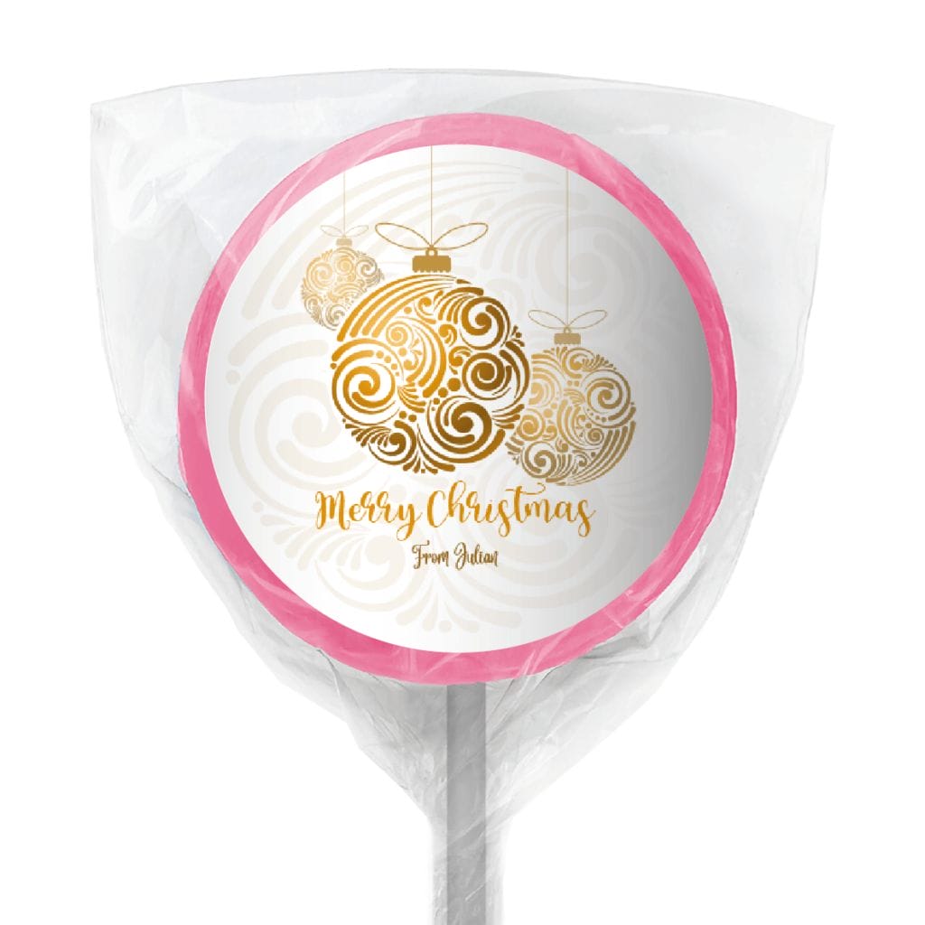 favour perfect favor xmas gold balls lollipop pink
