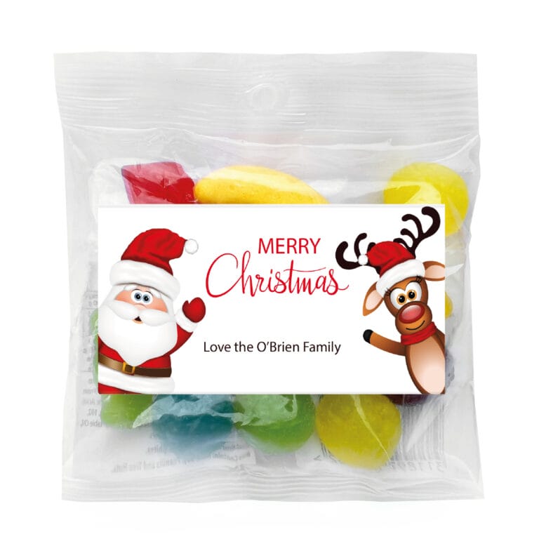 Waving Santa & Reindeer  Personalised Lolly Bags