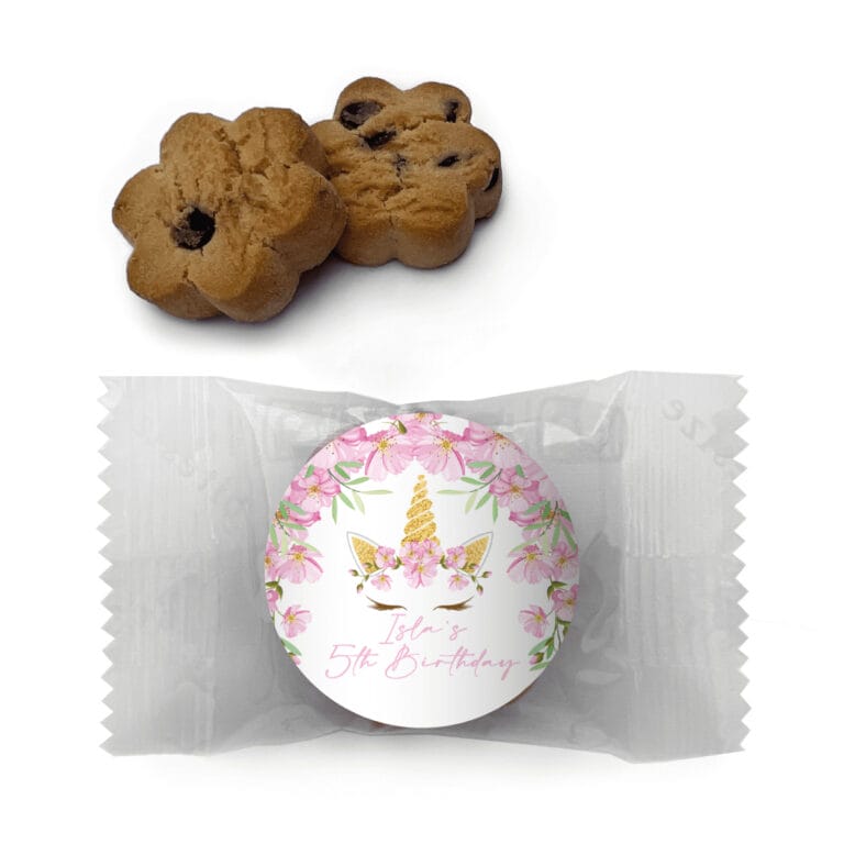 Pink Floral Unicorn Personalised Mini Cookies