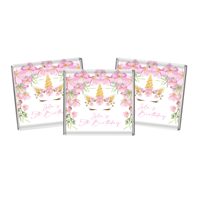 Pink Floral Unicorn Petite Chocolate Favours