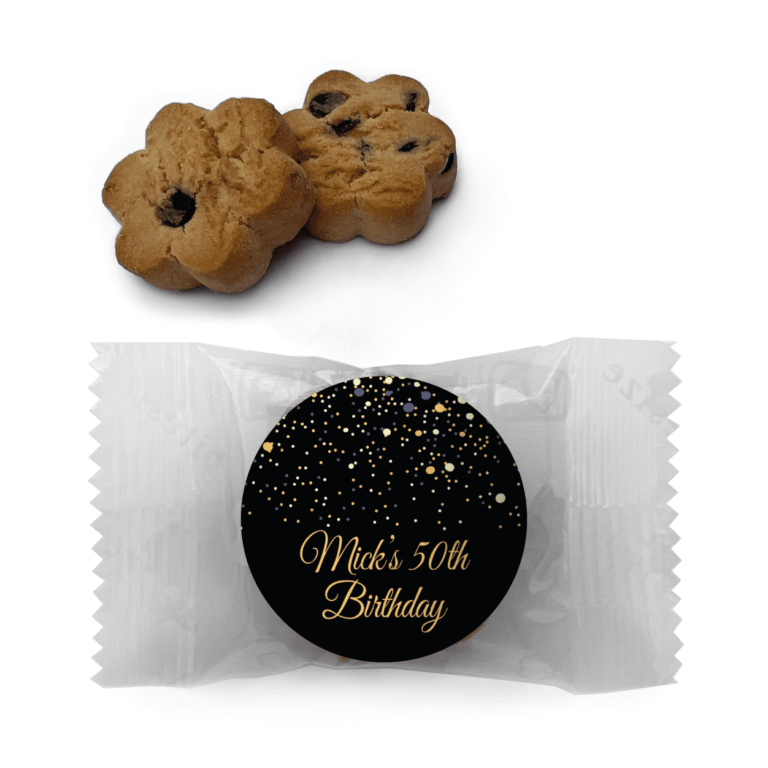 Black & Gold Confetti Personalised Mini Cookies