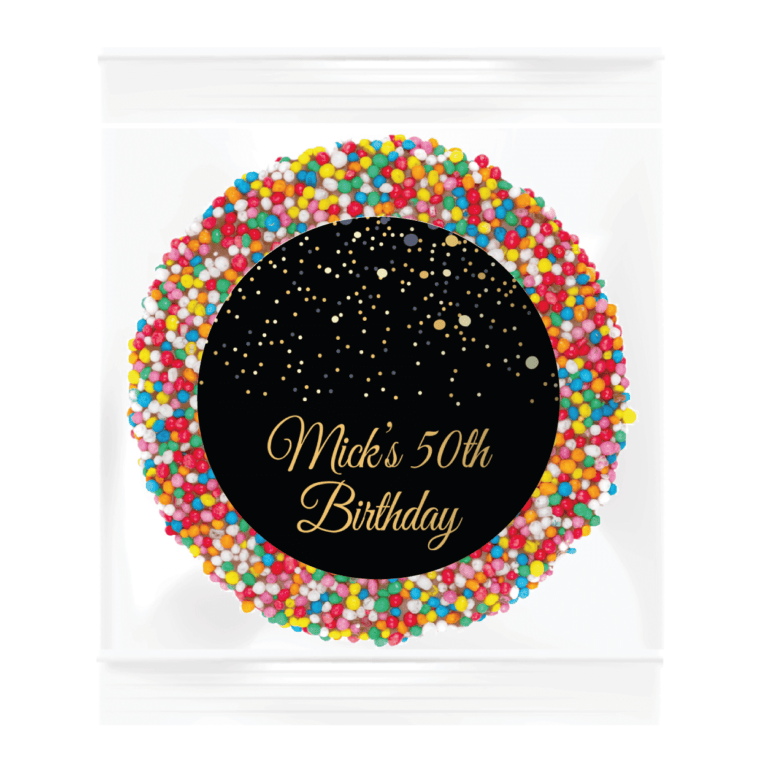 Black & Gold Confetti Custom Giant Chocolate Freckle