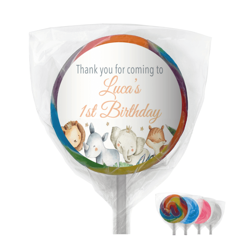 Watercolour Baby Animals Personalised Lollipops