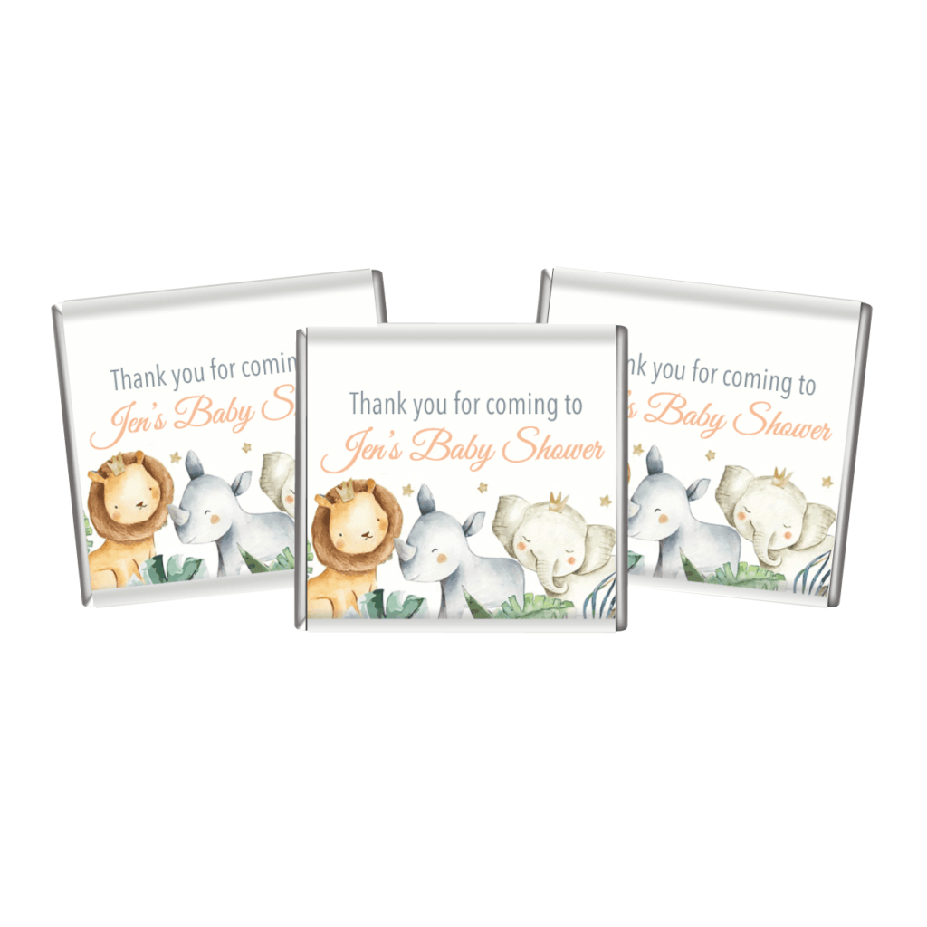 watercolour baby safari animals mini chocolates