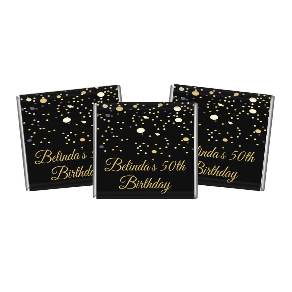 black gold confetti petite chocolates