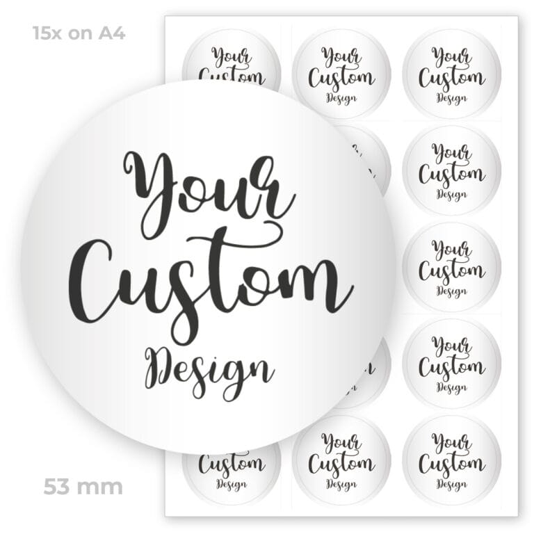 Custom Designed Personalised 53mm Round Labels (Set of 15)