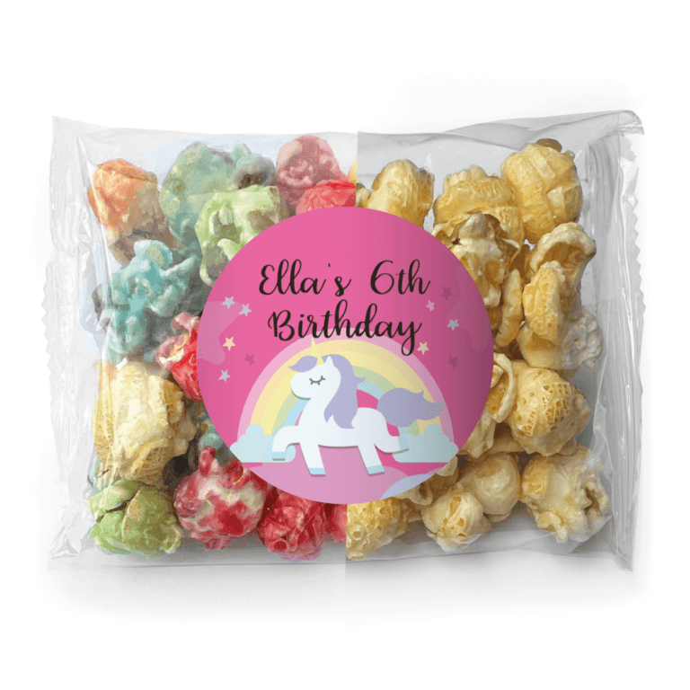 Rainbow Unicorn Personalised Popcorn Bags
