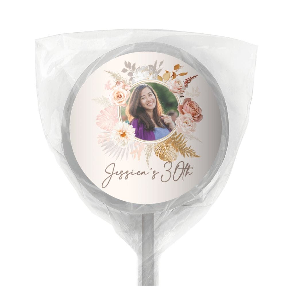 boho florals & photo personalised lollipops