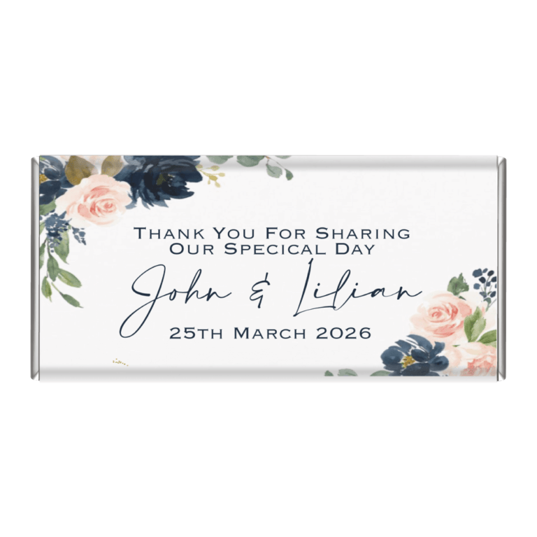 Elegant Dusty Blue Mauve & Pink Florals Custom Chocolate Bars