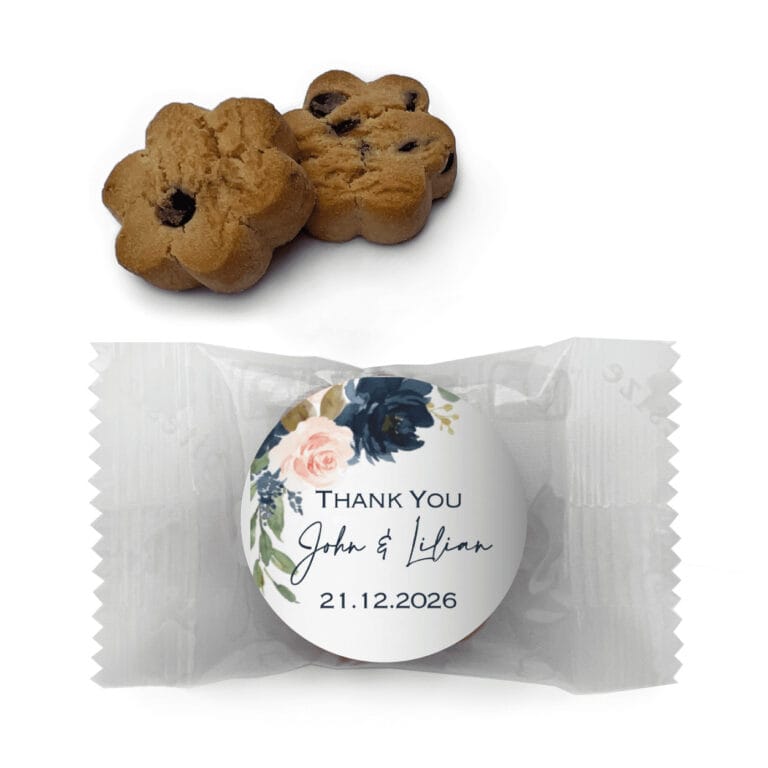 Elegant Dusty Blue Mauve & Pink Florals Custom Mini Cookies