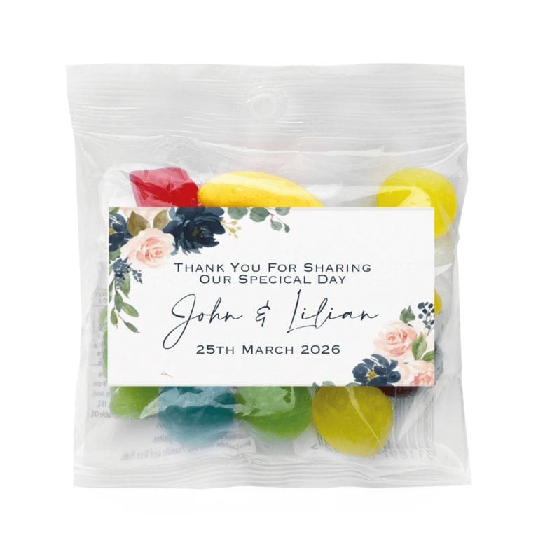 Elegant Blue Mauve & Pink Florals Custom Lolly Bags