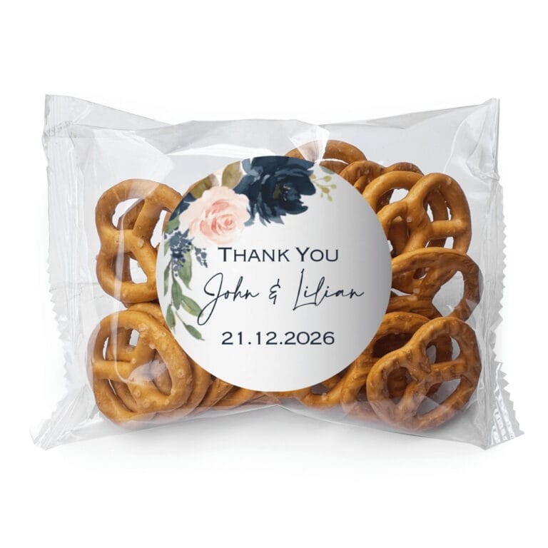 Elegant Dusty Blue Mauve & Pink Florals Custom Pretzel Bags