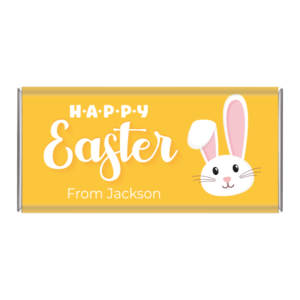 yellow easter bunny custom chocolate bar