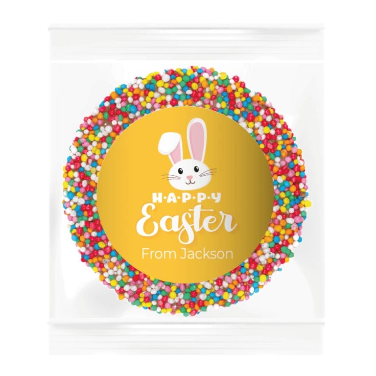 Yellow Bunny Personalised Easter Giant Chocolate Freckle