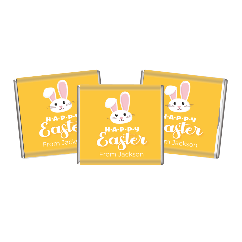 yellow easter bunny custom chocolates