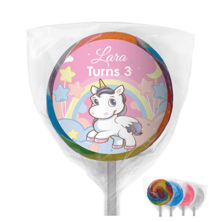 Unicorn Party Personalised Lollipops