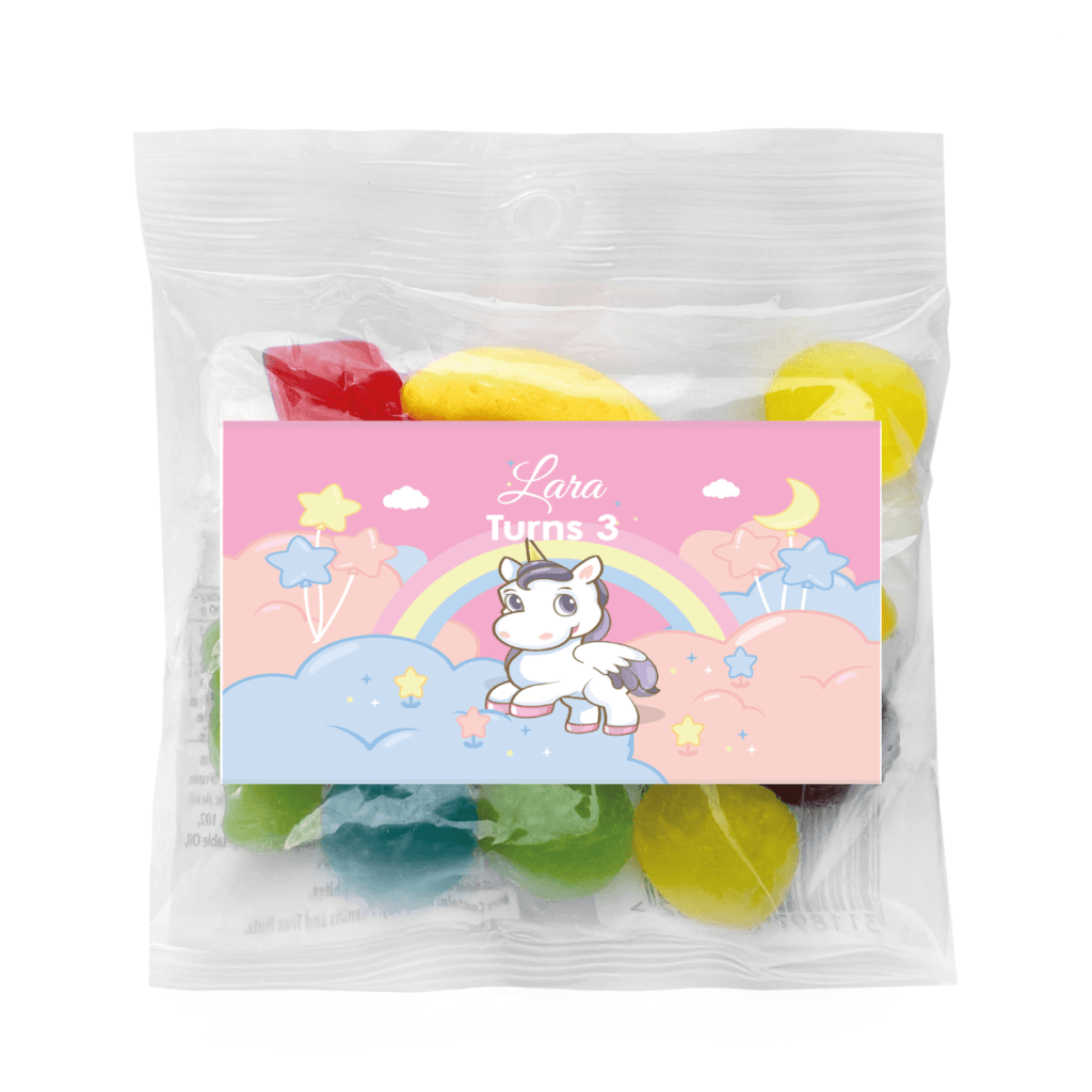 unicorn party personalised mini jelly bean bags