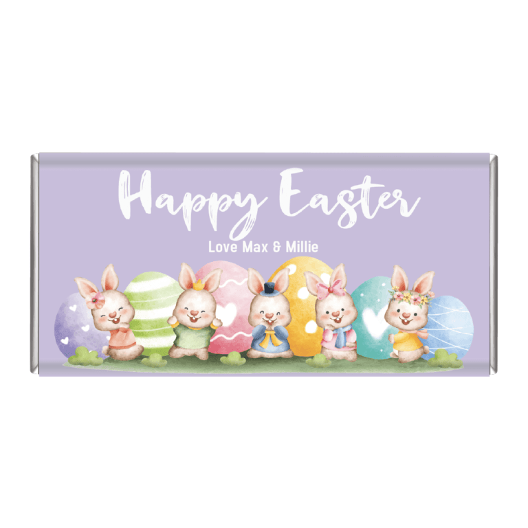 Watercolour Easter Bunnies Personalised Chocolate Bars