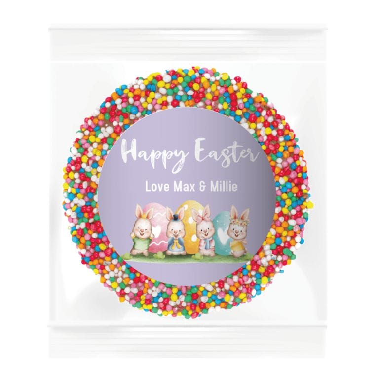 Watercolour Easter Bunnies Personalised Easter Giant Chocolate Freckle