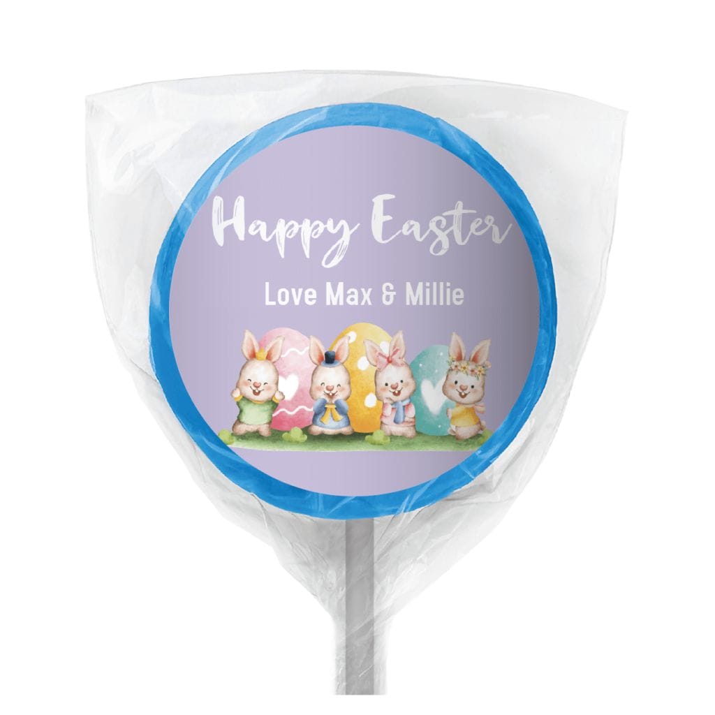 watercolour easter bunnies lollipop blue custom