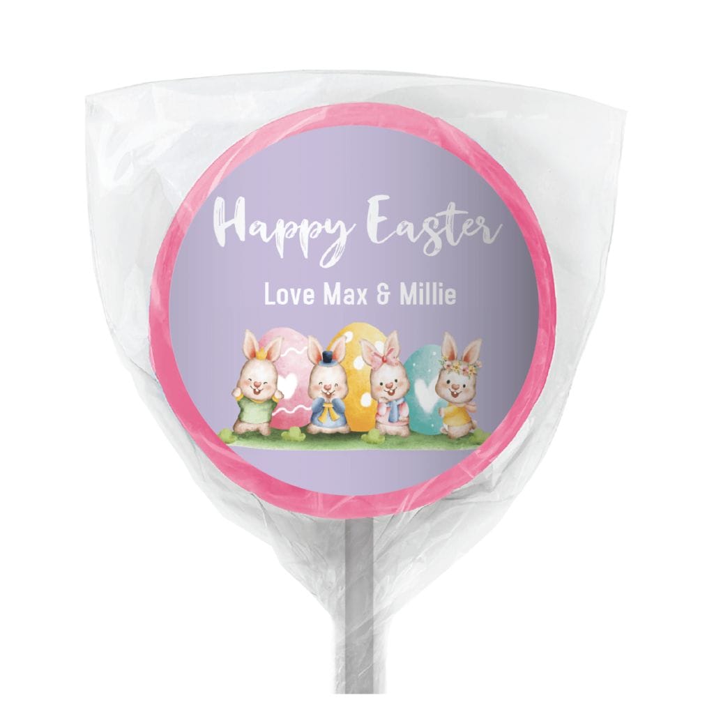 watercolour easter bunnies lollipop pink custom