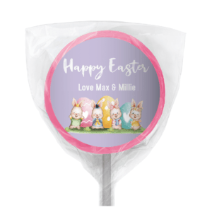 watercolour easter bunnies lollipop pink custom