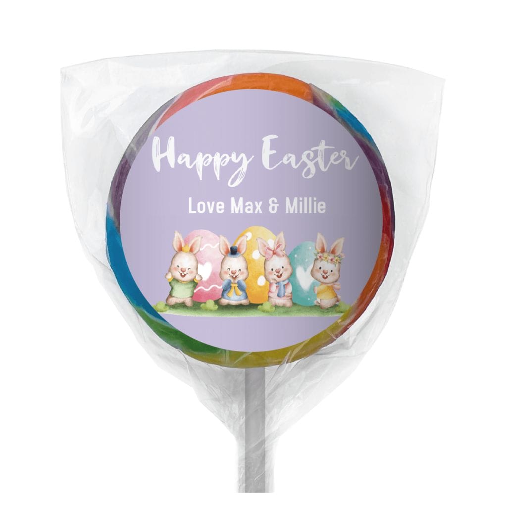 watercolour easter bunnies lollipop rainbow custom